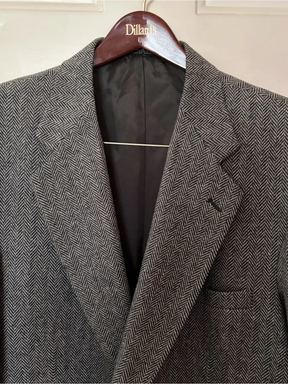 VTG Towncraft Wool Lambswool Tweed Blazer 46L Gray Herringbone Sport Coat blazer